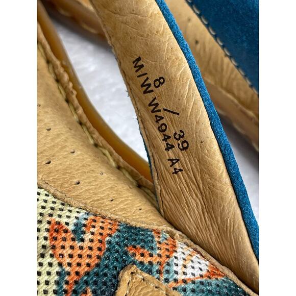 Born women’s palm tree thong flip flop sandals suede blue size 8 - Picture 6 of 9